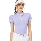 BLKTEE高彈柔軟翻領女短袖上衣(紫色)