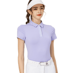 BLKTEE高彈柔軟翻領女短袖上衣(紫色)