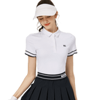 BLKTEE螺紋袖口絲光女短袖上衣(白色)