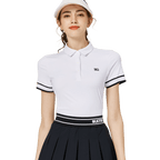 BLKTEE螺紋袖口絲光女短袖上衣(白色)