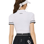 BLKTEE螺紋袖口絲光女短袖上衣(白色)