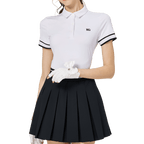 螺紋袖口絲光女短袖上衣(白色)