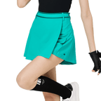 BLKTEE前裙擺高腰A字女短褲(青綠)
