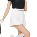 High-waisted A-line women's shorts with a high front hem (white)