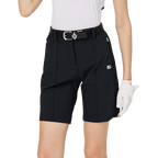 BLKTEE寬鬆版彈力五分女短褲(黑色)