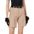 Seluar pendek longgar dan panjang lima suku untuk wanita (khaki)