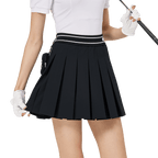 BLKTEE彈性高腰學院風女百褶裙(黑色)