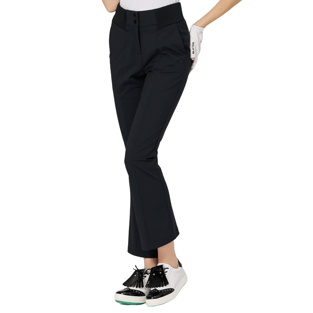 BLKTEE高腰微喇女長褲(黑色)