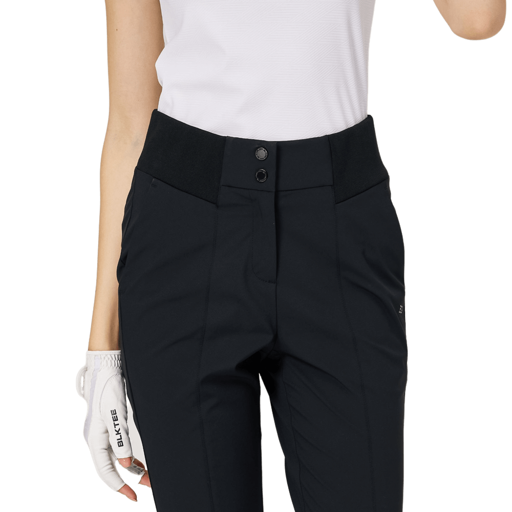 BLKTEE高腰微喇女長褲(黑色)