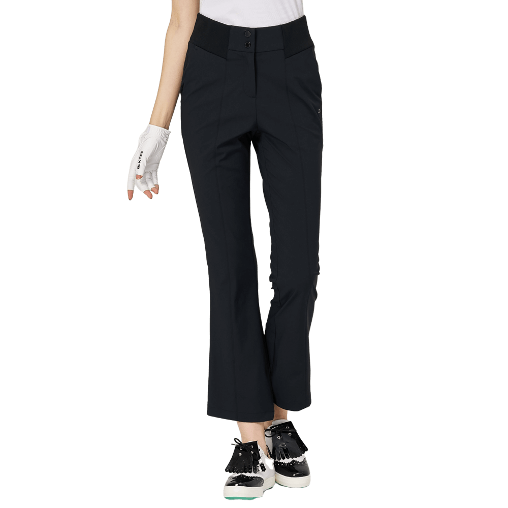 BLKTEE高腰微喇女長褲(黑色)