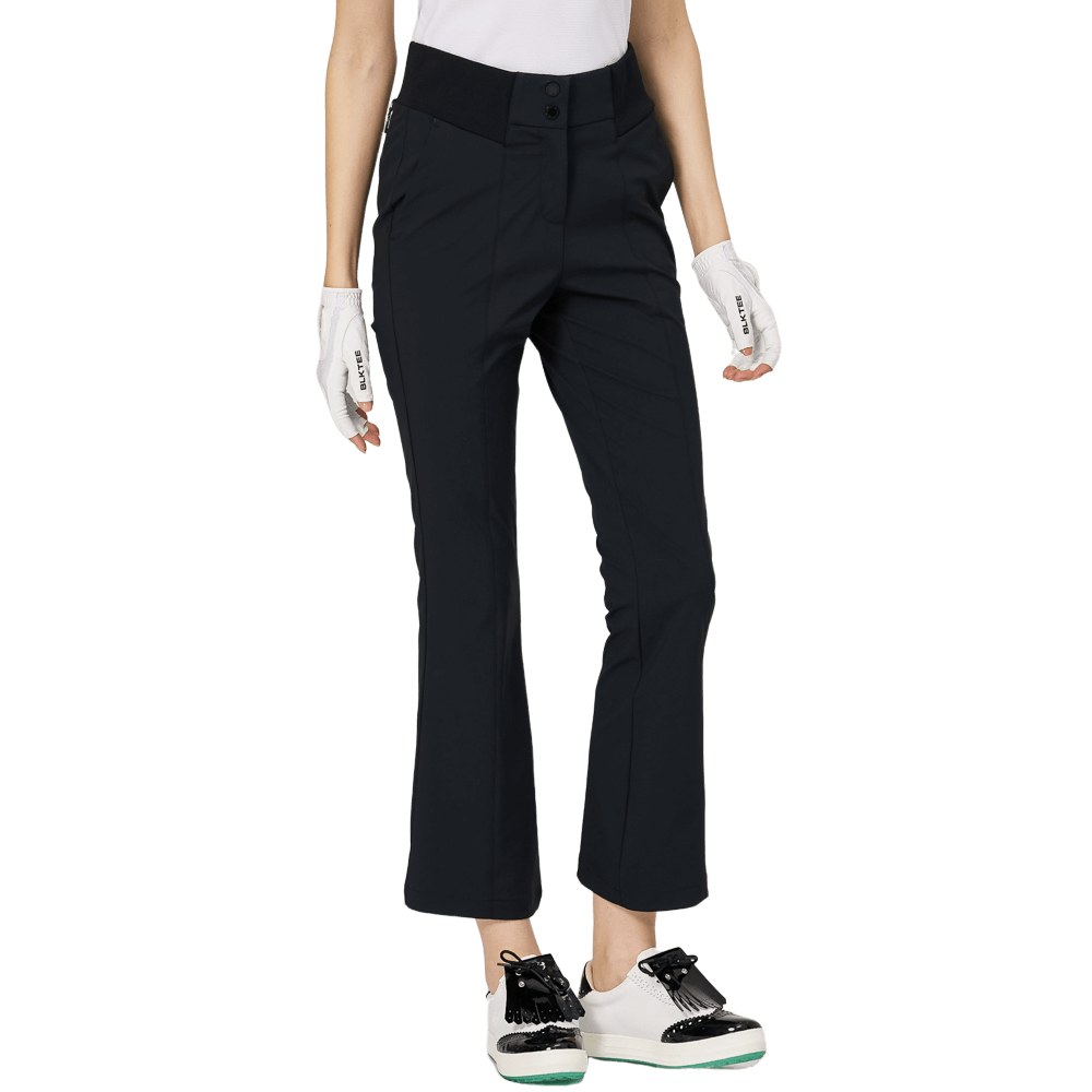 BLKTEE高腰微喇女長褲(黑色)