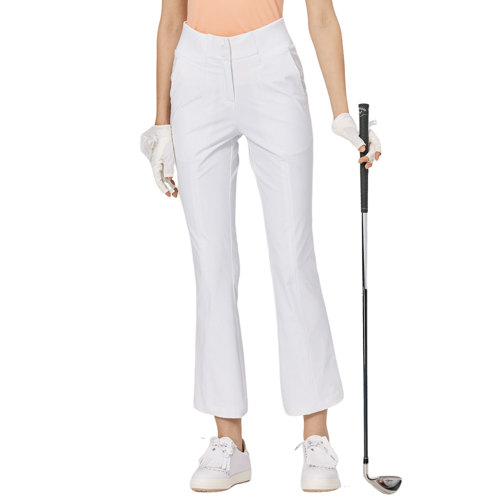 BLKTEE高腰微喇女長褲(白色)