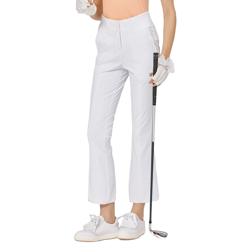 BLKTEE高腰微喇女長褲(白色)