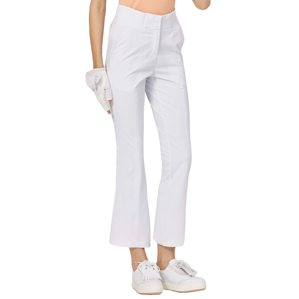 BLKTEE高腰微喇女長褲(白色)