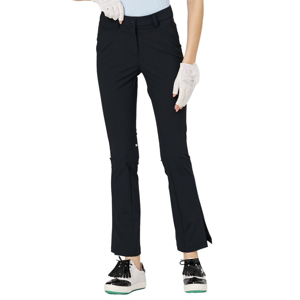 高腰喇叭開叉女長褲(黑色)