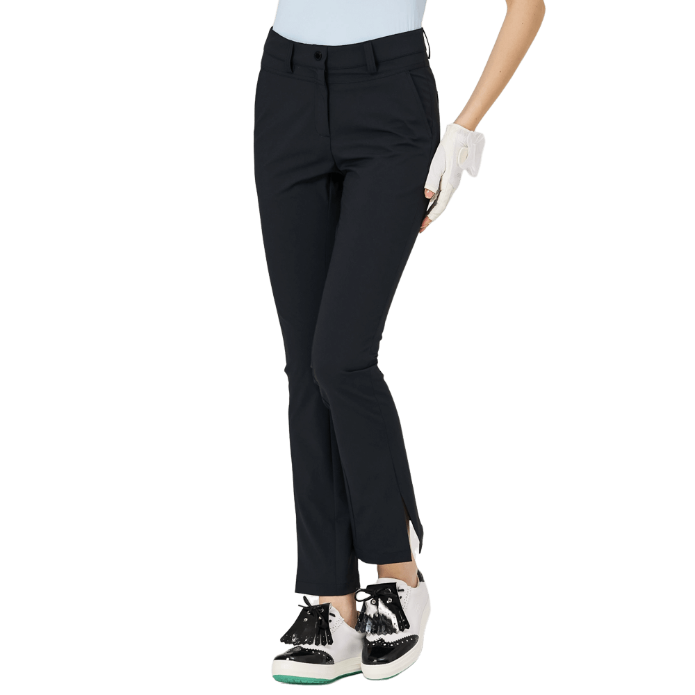 BLKTEE高腰喇叭開叉女長褲(黑色)