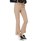 BLKTEE高腰喇叭開叉女長褲(卡其)