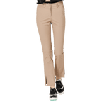 BLKTEE高腰喇叭開叉女長褲(卡其)