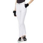 BLKTEE高腰喇叭開叉女長褲(白色)