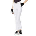 高腰喇叭開叉女長褲(白色)