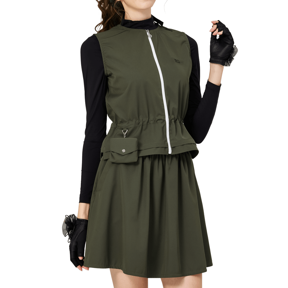 BLKTEE分離式女運動套裙(軍綠色)