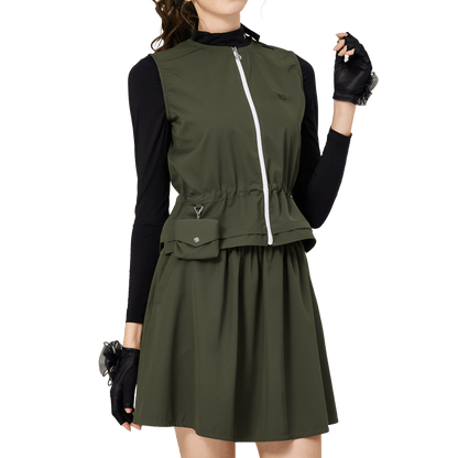 BLKTEE分離式女運動套裙(軍綠色)