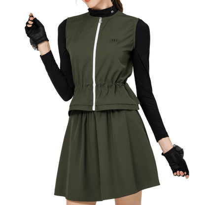 BLKTEE分離式女運動套裙(軍綠色)