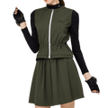 Sut skirt atletik wanita dua helai (hijau tentera)