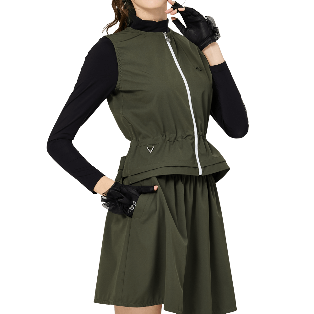 BLKTEE分離式女運動套裙(軍綠色)