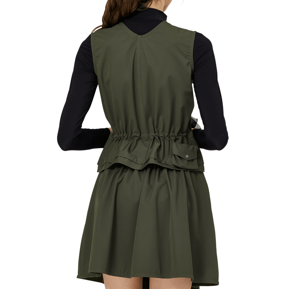 Sut skirt atletik wanita dua helai (hijau tentera)