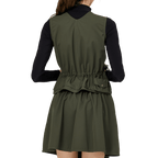 Sut skirt atletik wanita dua helai (hijau tentera)
