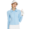 Jaket lengan panjang bahagian hadapan terbuka (biru langit)