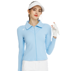 Jaket lengan panjang bahagian hadapan terbuka (biru langit)