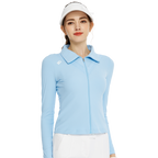 Jaket lengan panjang bahagian hadapan terbuka (biru langit)
