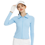 Jaket lengan panjang bahagian hadapan terbuka (biru langit)