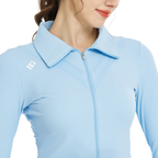 Jaket lengan panjang bahagian hadapan terbuka (biru langit)