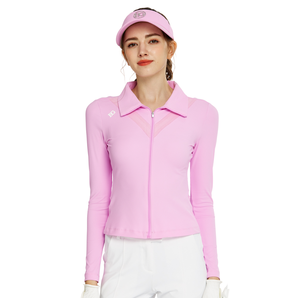 BLKTEE開襟長袖外套(玫紅)