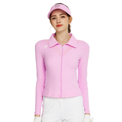 BLKTEE開襟長袖外套(玫紅)