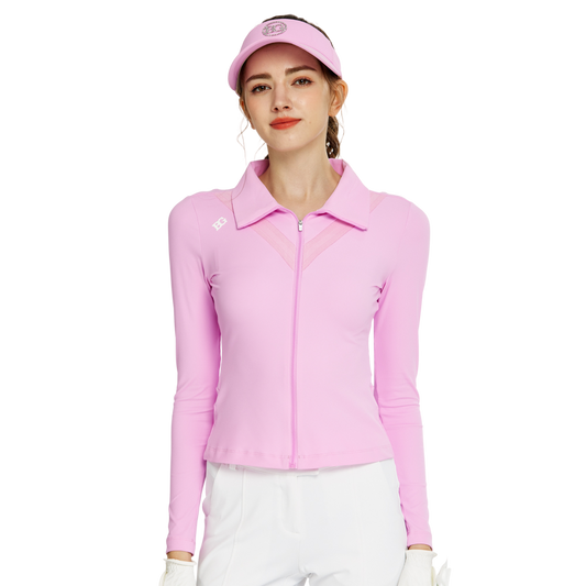 BLKTEE開襟長袖外套(玫紅)