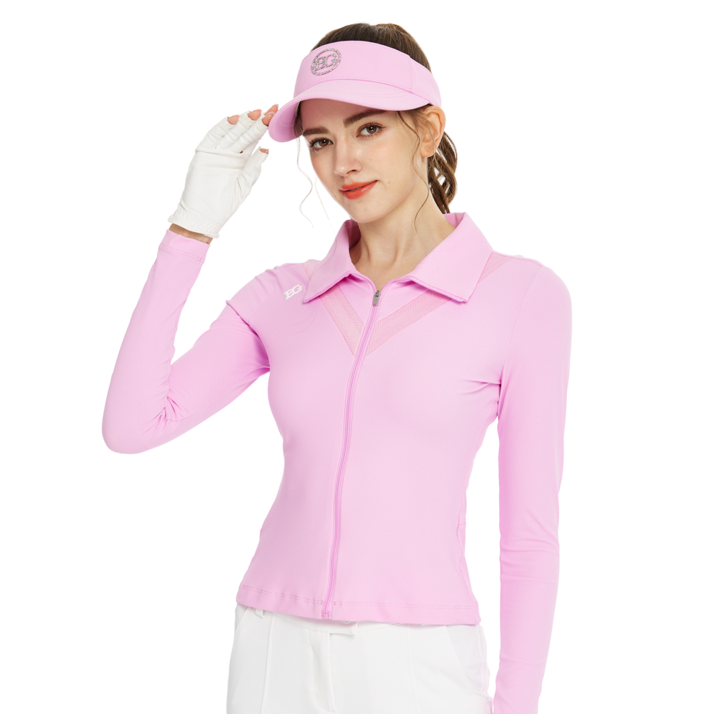 BLKTEE開襟長袖外套(玫紅)