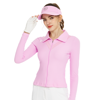 BLKTEE開襟長袖外套(玫紅)