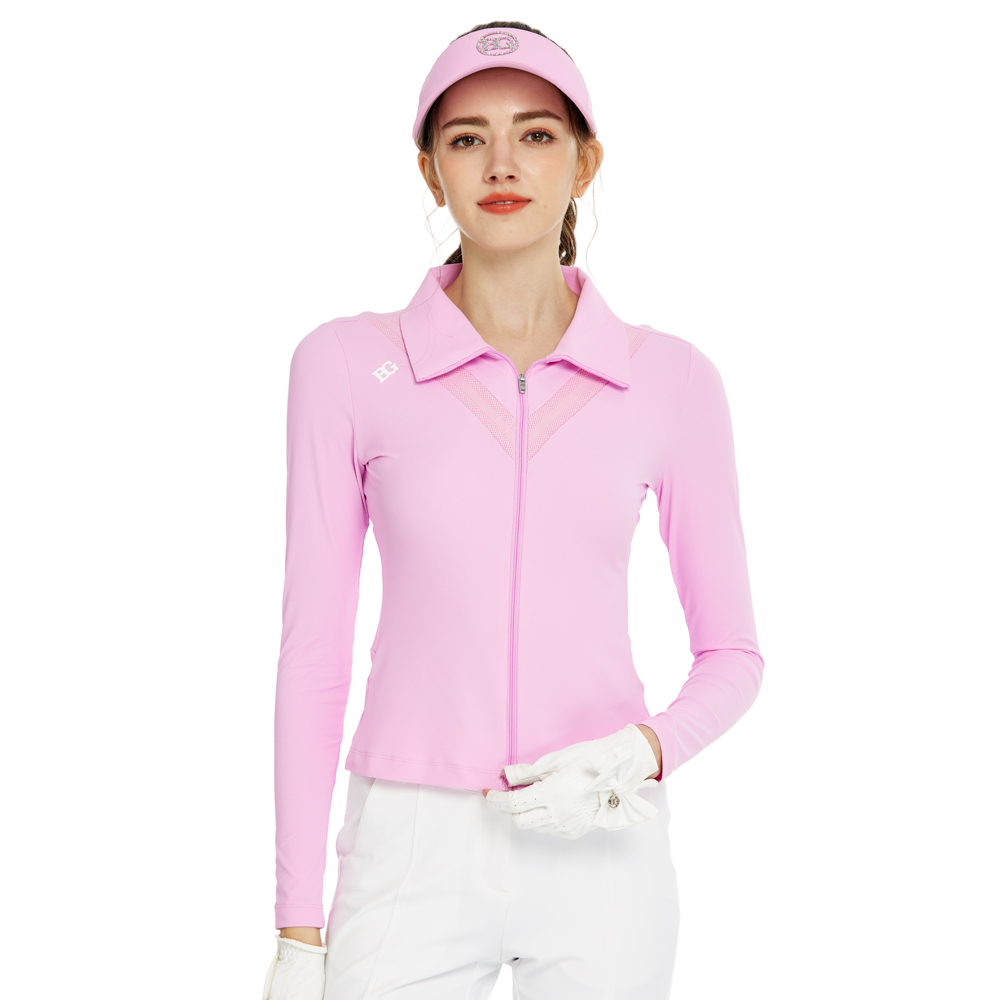 BLKTEE開襟長袖外套(玫紅)