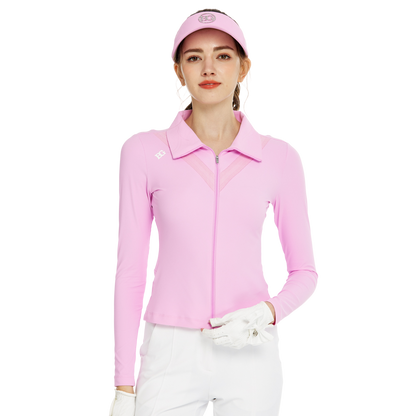 BLKTEE開襟長袖外套(玫紅)