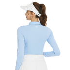 Tonal color-blocked long-sleeved top (pink and blue)