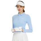 Tonal color-blocked long-sleeved top (pink and blue)