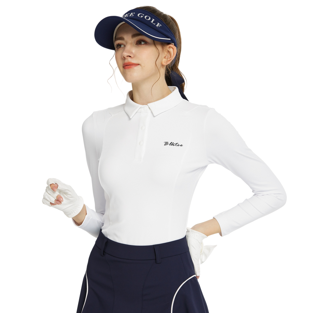 BLKTEE同色拼接長袖上衣(白)