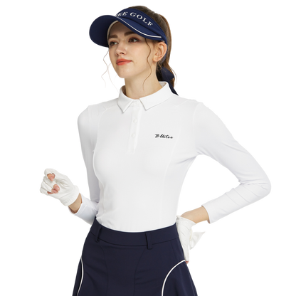 BLKTEE同色拼接長袖上衣(白)