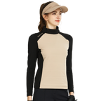 Sweatshirt Musim Sejuk Leher Tinggi Zip Diagonal BLKTEE (Khaki)