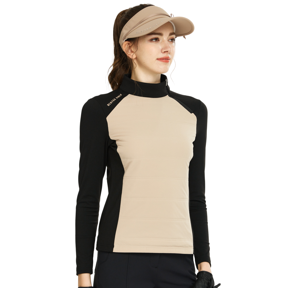 BLKTEE斜拉鍊高領防寒衛衣(卡其)