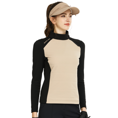 BLKTEE斜拉鍊高領防寒衛衣(卡其)